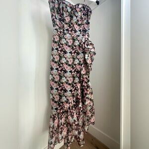 Astr Black Floral Dress with Pink, Green and Blue Accents